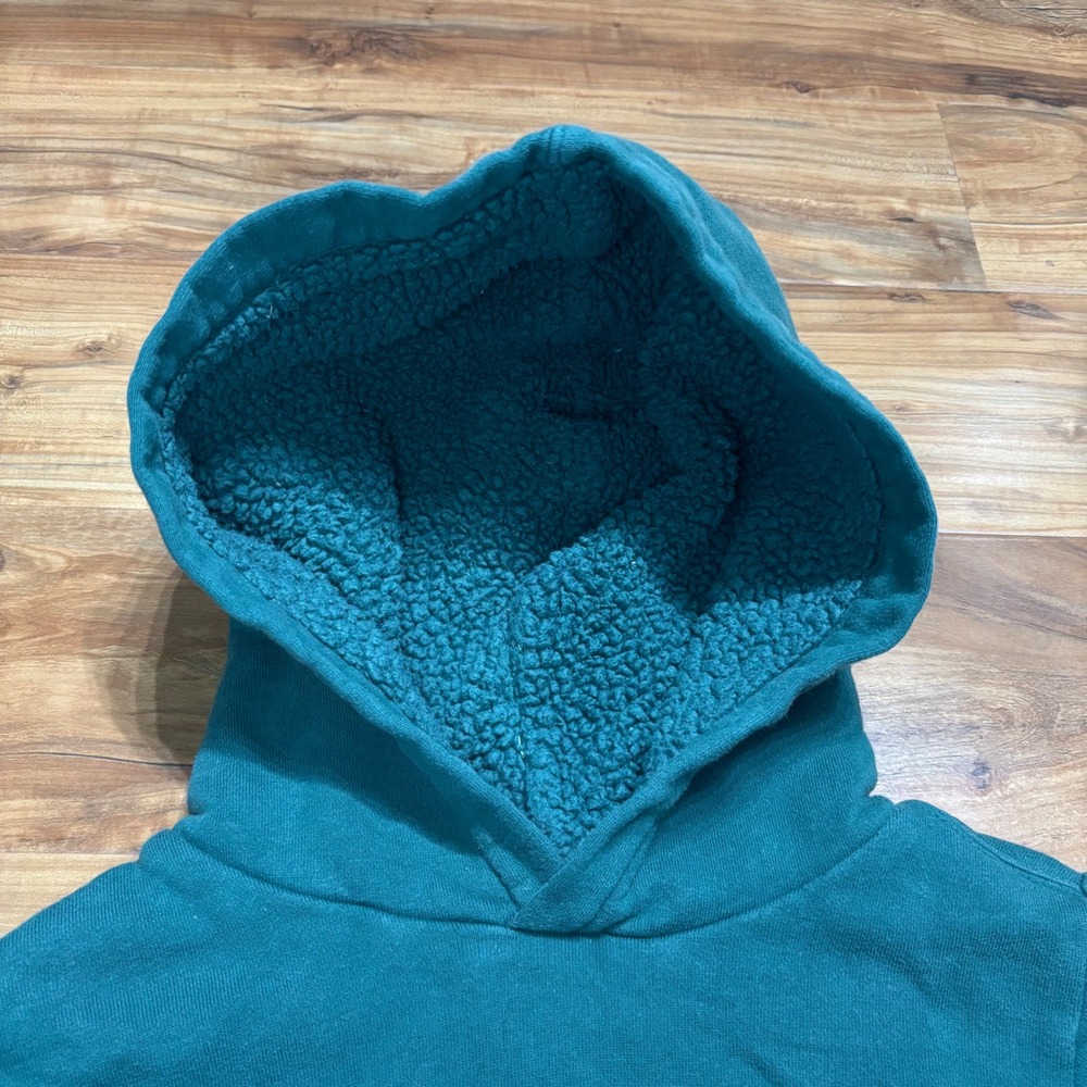 OshKosh Color Block Hoodie Sherpa Lined Hood Green Blue Gray * RUNSSMALL * Sz 10 - Picture 3 of 5